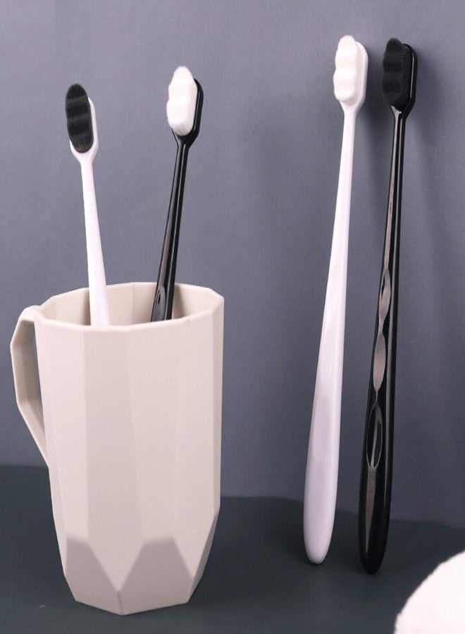 Bitrexup Adult Extra Soft Toothbrush with 20000 Soft Bristles,Micro Nano Manual Toothbrushes for Protect Sensitive Gums, Black/White (Pack of 2) - Image 3